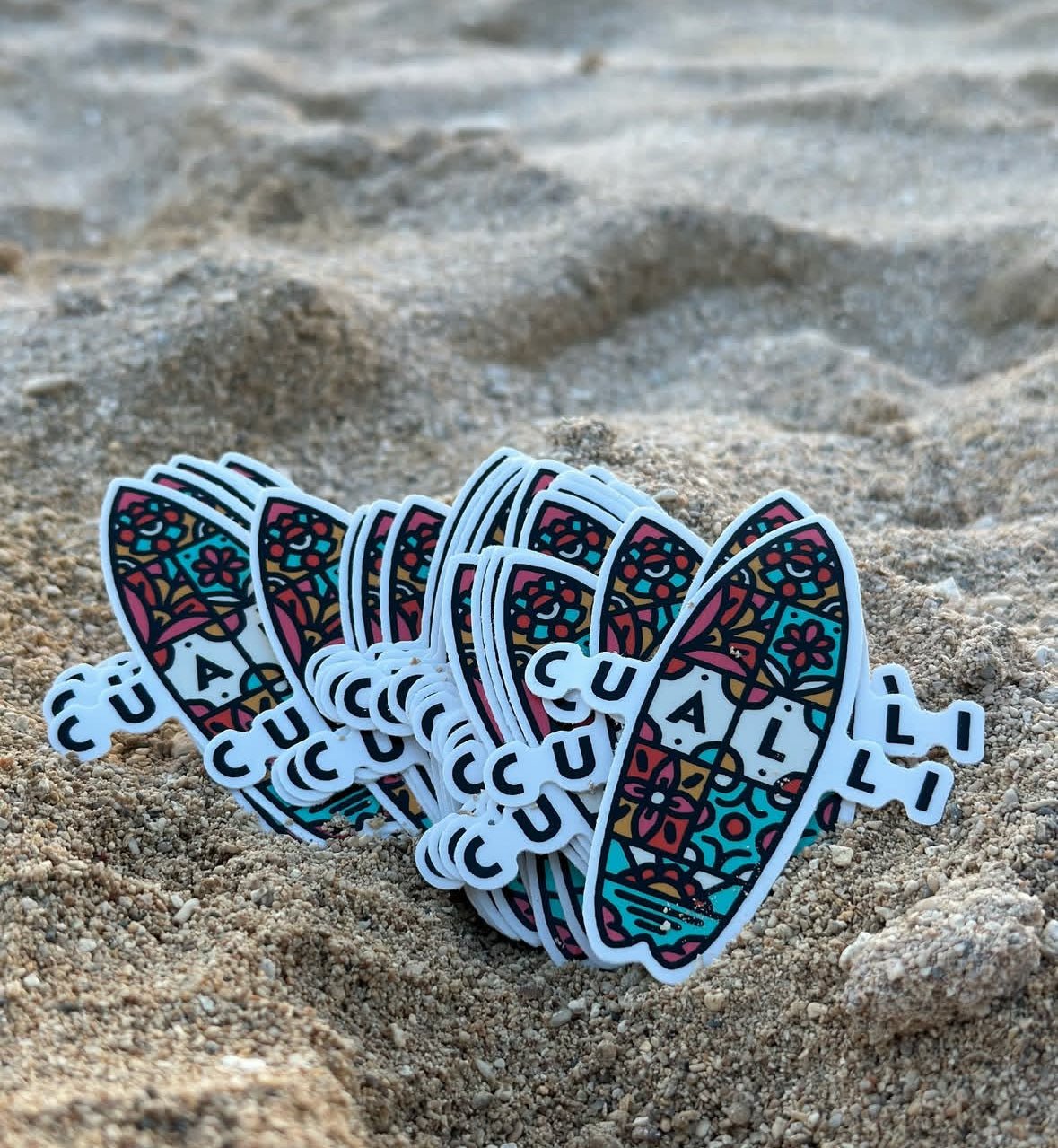 Cualli Surf Board Logo Sticker - Cualli Co.