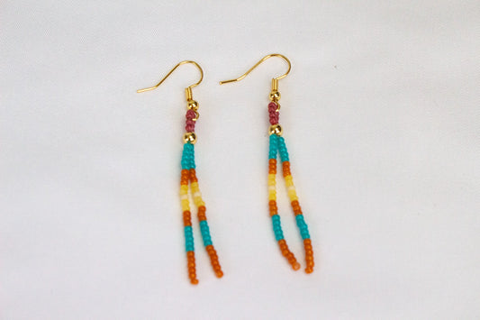Multi Color Dangle Beaded Earrings - Cualli Co.